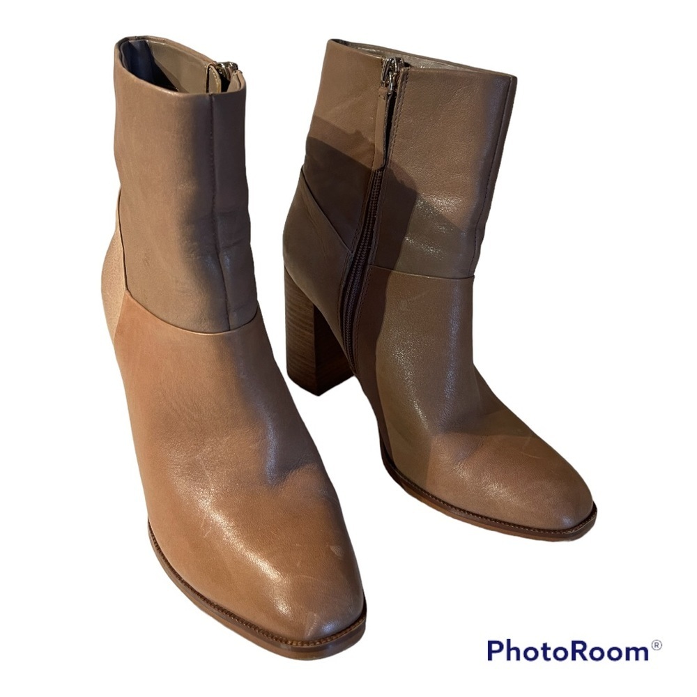 Aldo | Tan Multi-Tone Leather Patchwork Booties